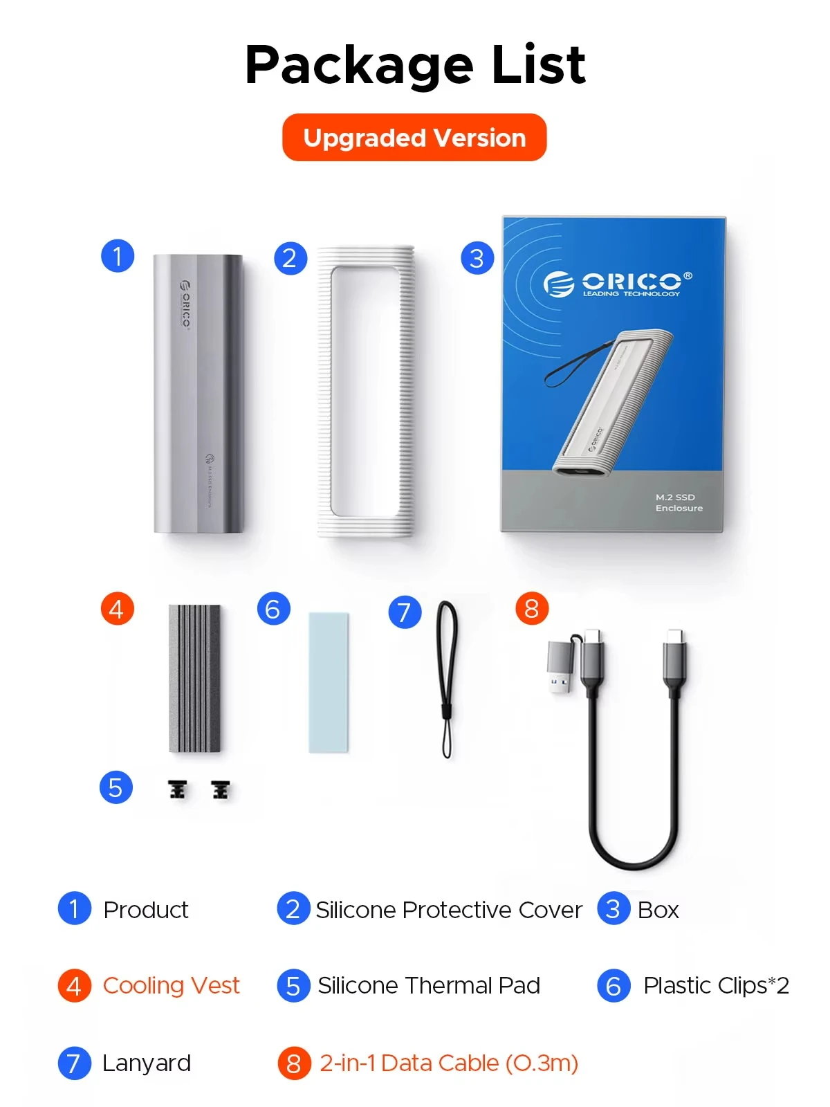 ORICO M.2 NVMe SATA SSD Enclosure USB External 10Gbps M.2 NVMe to USB Adapter Support UASP For PCIe and SATA SSD Tool-Free