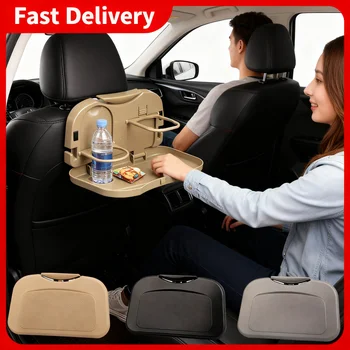 Tavolino Pieghevole per Sedile Posteriore Auto, Portatile, per Piatti, Bevande, Caffè, con Vano Portaoggetti, Vassoio per Pasti, Accessorio per Interni Auto