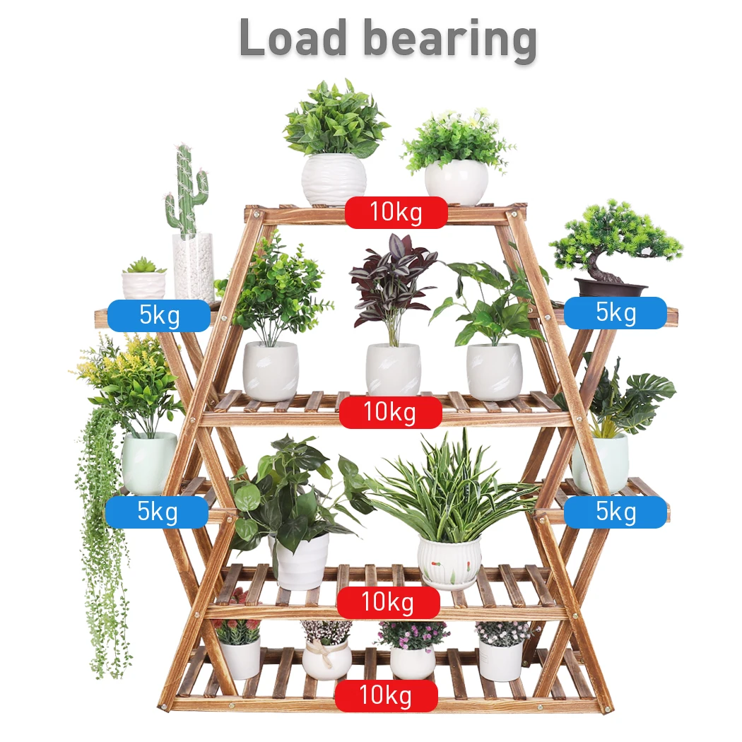 Large Wood Plant Stand Garden Shelves Flower Display Rack for Indoor Outdoor