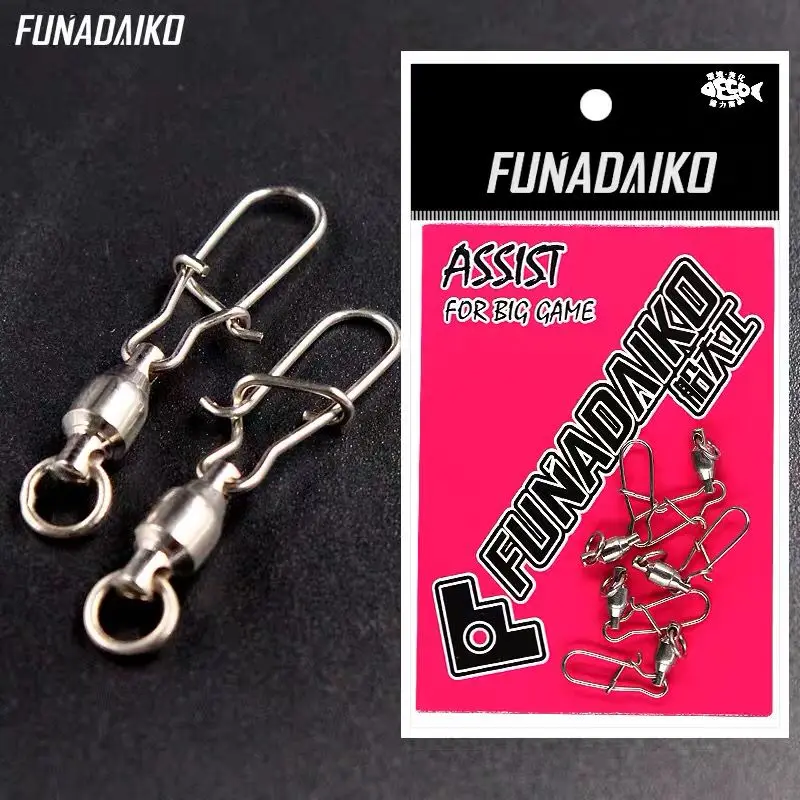 

Funadaiko прочный шарикоподшипник из нержавеющей стали рыболовные Вертлюги защелкивающиеся 5 шт./упаковка подшипник