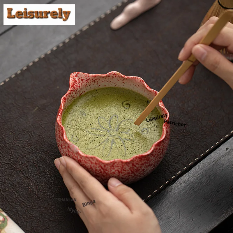 Kiln Fambe Flower Mouth Matcha Set Eight-piece Ceramic Imitation Song Dynasty Tea Tools Ceremony Whisk Stand Bowl Craft Supplies