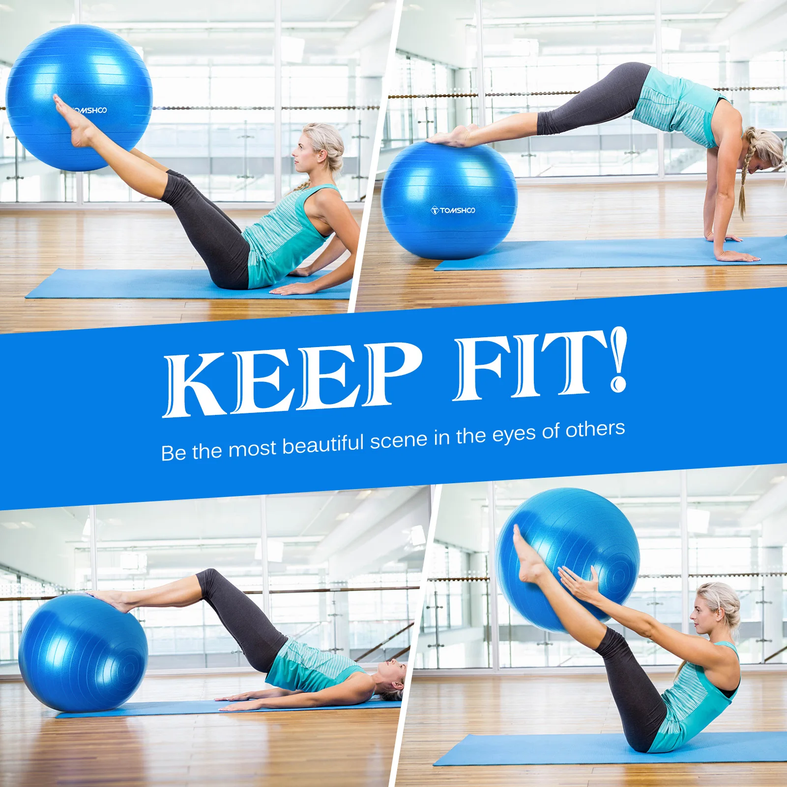 45cm/55cm/65cm/75cm Thickened Yoga Ball with Foot Pump for Stability Balance Pilates Physical Fitness Equipment