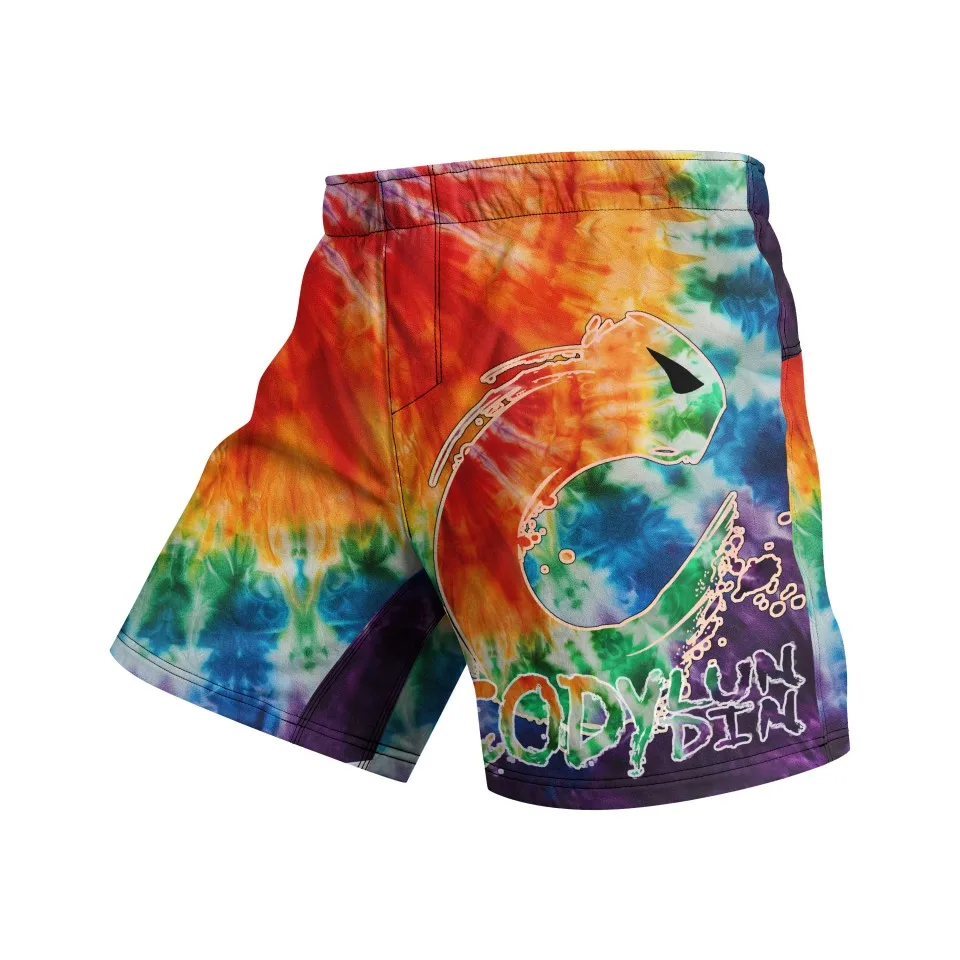 High Quality Muay Thai Shorts 4 Ways Stretched Durable Polyester Fabric Fight Shorts Sublimation Printing MMA With Rubber