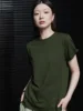 ZZ155 Summer 2024 New Retro Solid Color Commuter Shoulder Short Sleeve T-Shirt Women's Loose Casual Comfortable Versatile Top 2
