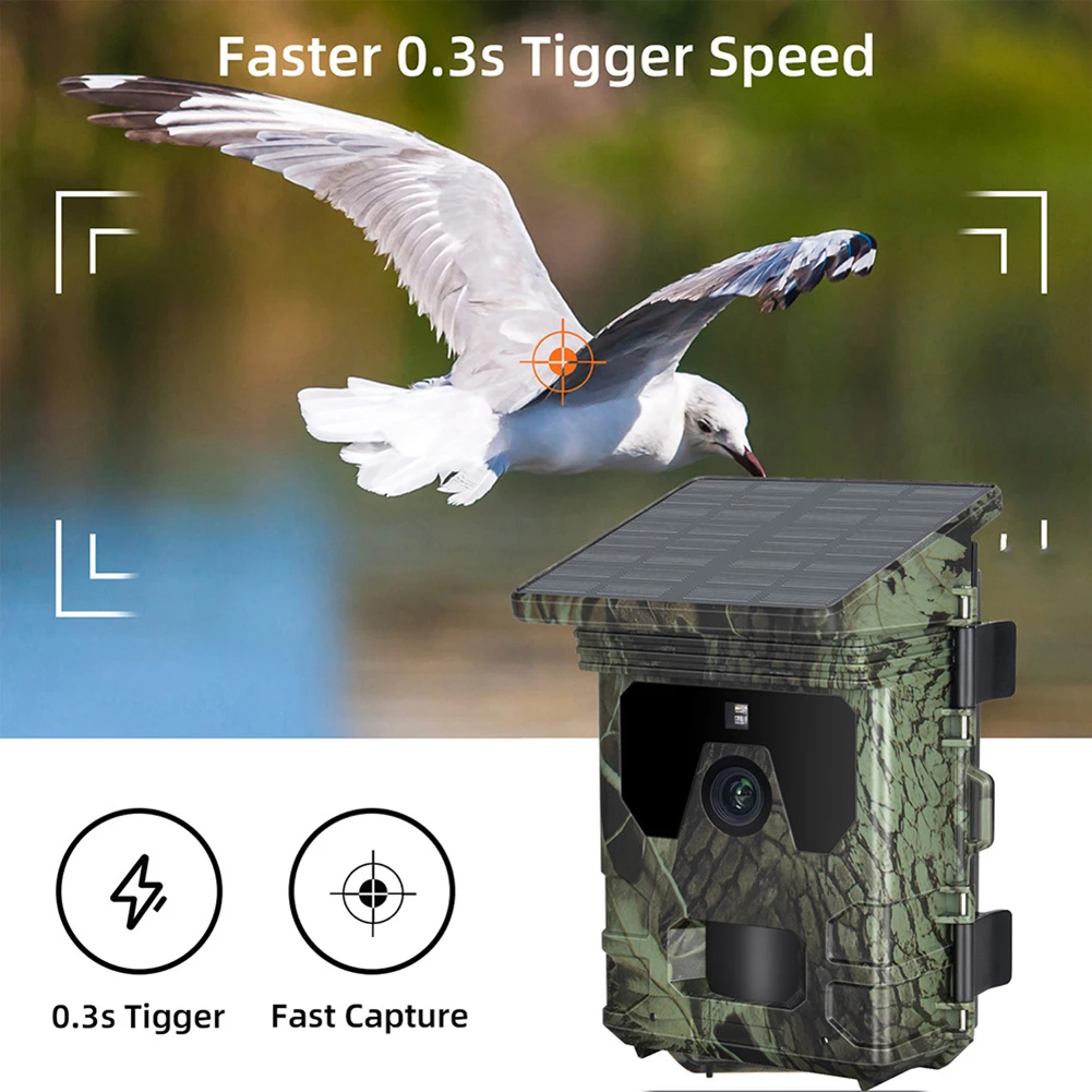 Solar Trail Camera 20MP 1080P Solar Wildlife Trail Camera Infrared Night Vison Wild IP65 Waterproof for Wildlife Scouting