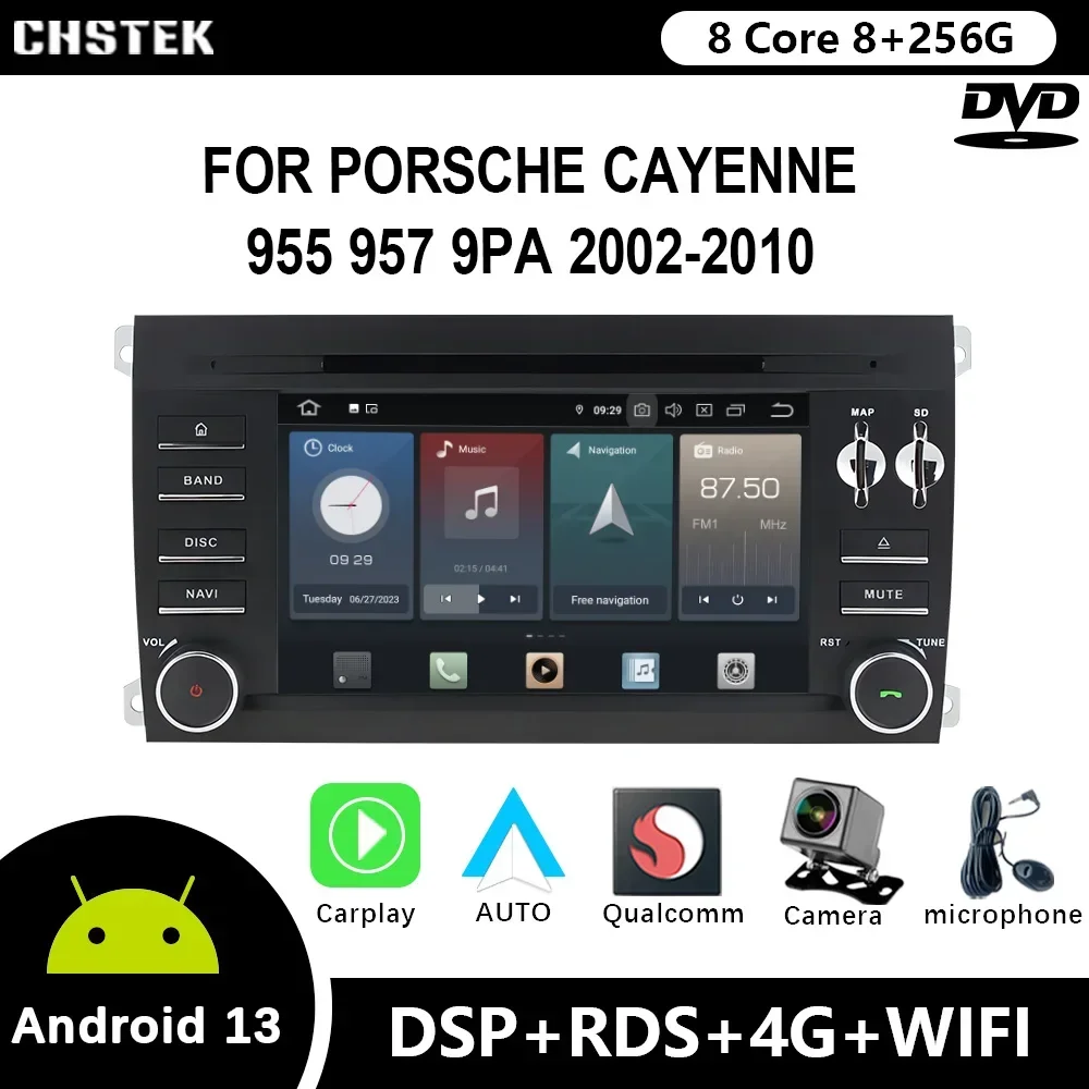 

CHSTEK Qualcomm Car Radio 7" Android 12 For Porsche Cayenne 955 957 9PA 2002-2010 DVD GPS CarPlay WIFI 4G Bluetooth DSP Player