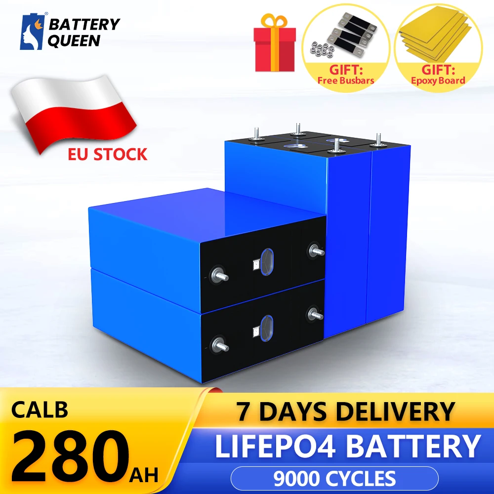 

EU Stock 280Ah LifePO4 Rechargeable Battery 9000 Cycles Prismatic Cell For Solar System RV Boat 12V 24V 48V Battery Pack