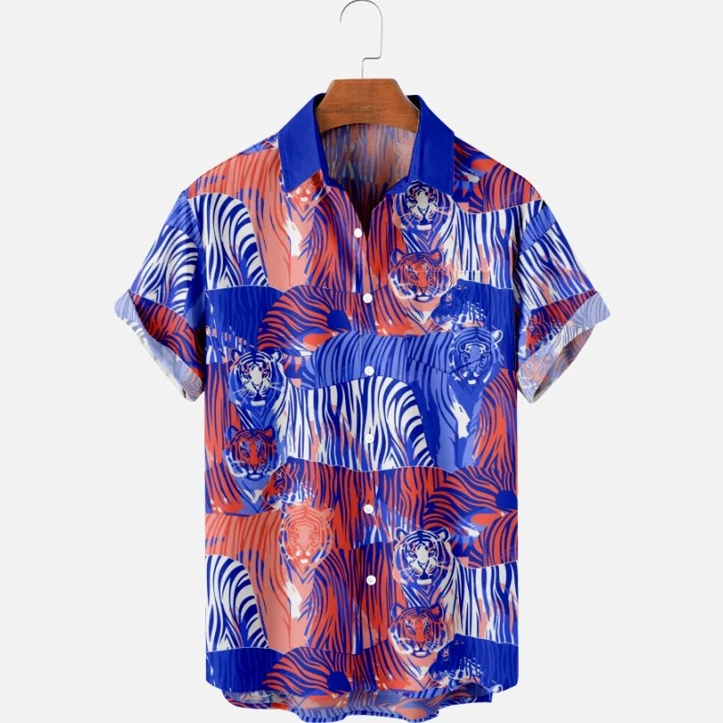 

2024 new men's casual breathable short sleeved top can be customized with fashion Lapel men's shirt summer squid tentacles