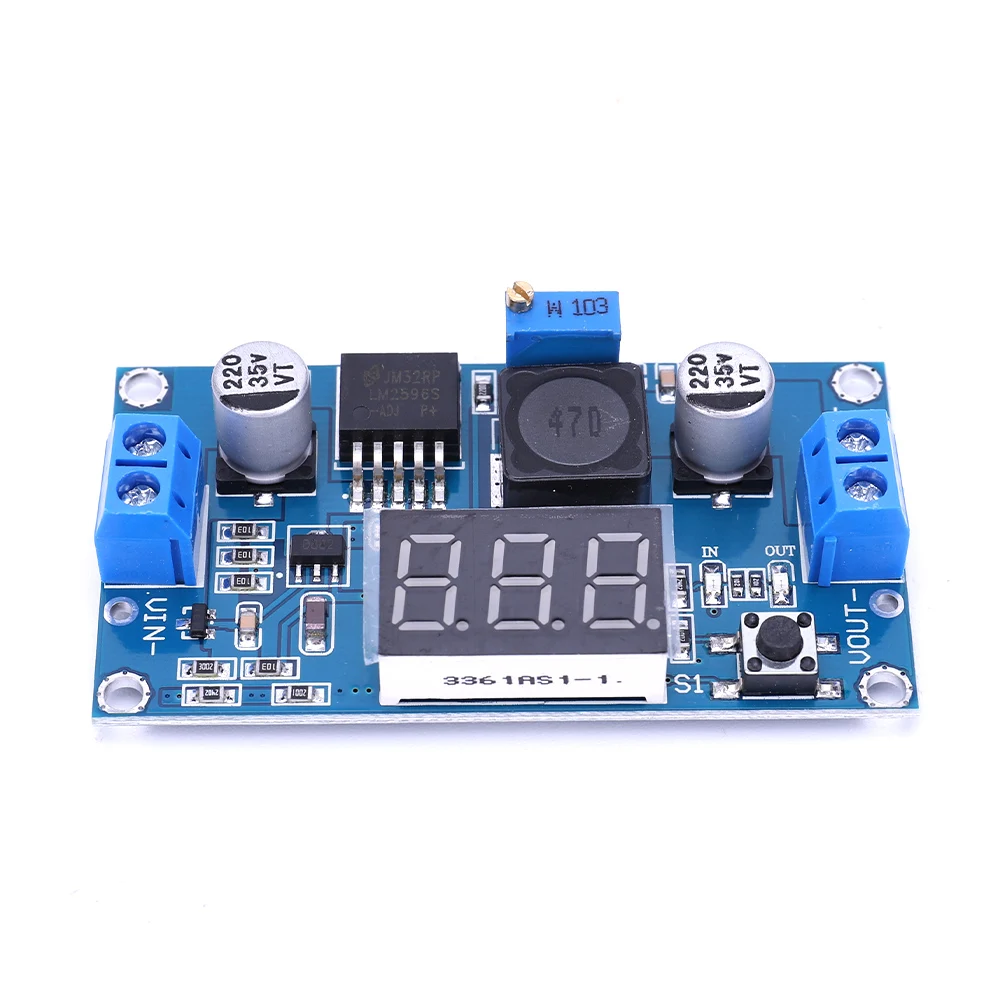 LM2596 가변 전압 조정기 디스플레이 입력이 있는 DC-DC 스텝다운 모듈 25V-40V 출력 1.25V-37V 벅 컨버터 고효율
