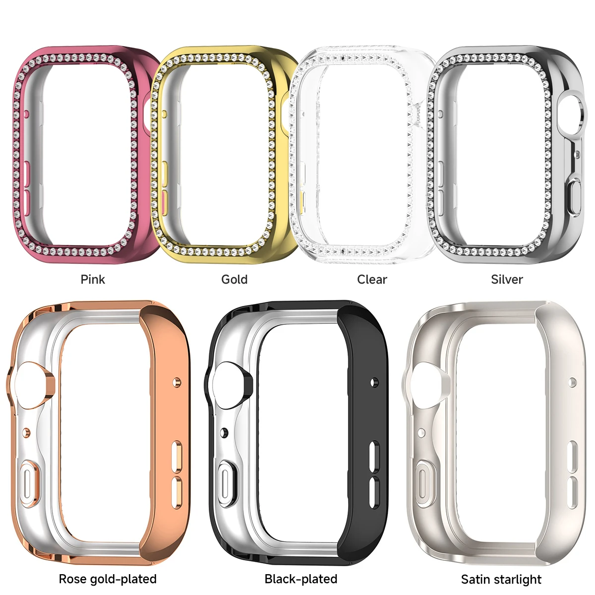 Diamond Protective Bumper Frame for Smartwatch - All-Around Hollow PC Case Cover