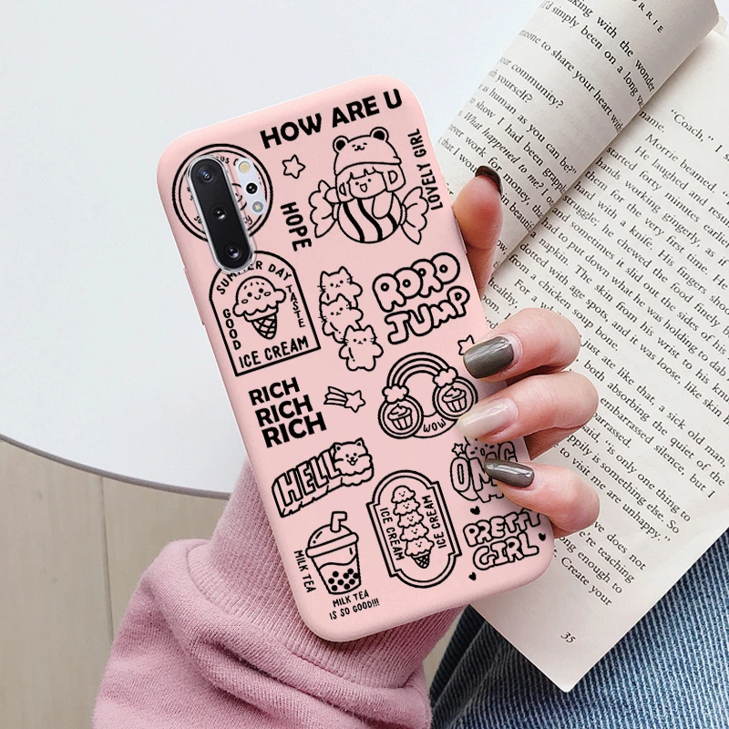 Charming Cartoons Heart Cat Soft TPU Shockproof Phone Case for Samsung Galaxy Note 10 Series