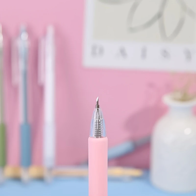 1개 단색 푸시형 펜 커터, 간단한 저널 용지 커터, DIY 스티커 커팅 아트 나이프
