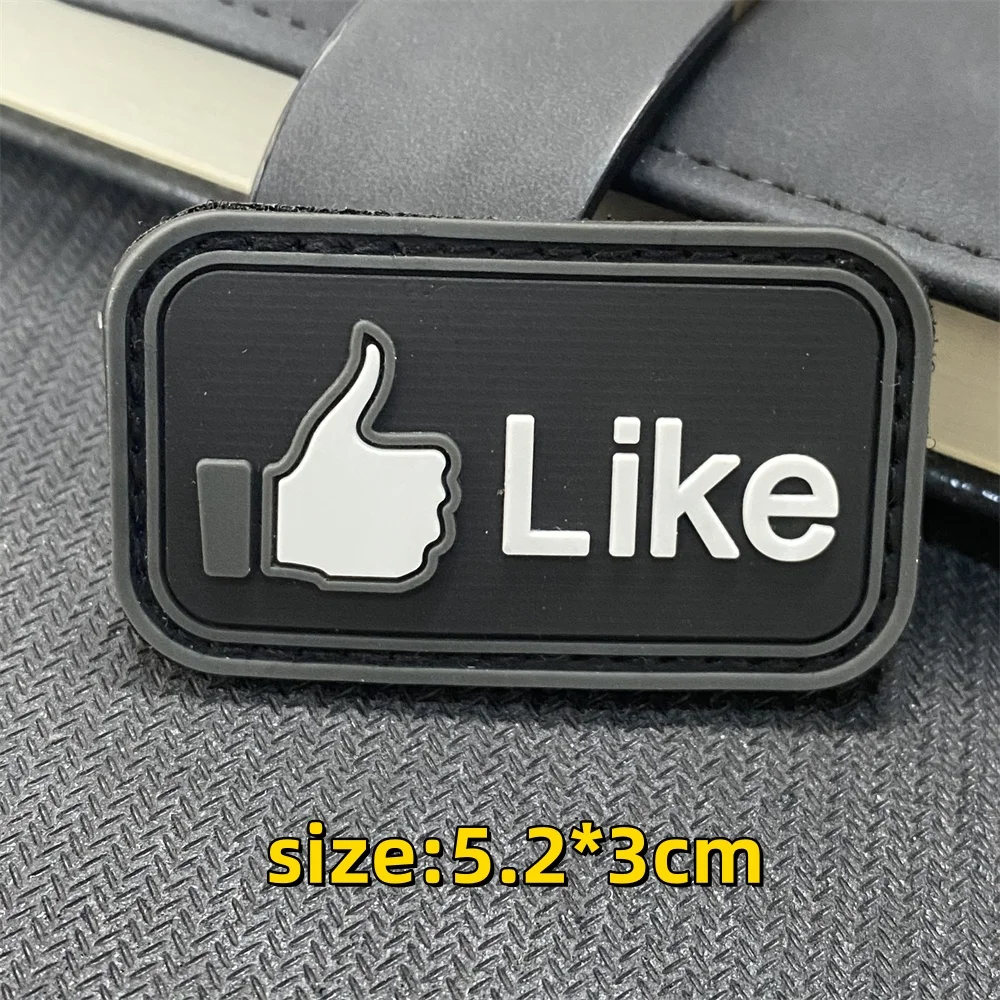 LIKE Give The Thumbs-up Taktische 3D-PVC-Moral-Abzeichen-Aufnäher, Armee-Militär-Armband mit Klettverschluss, Rucksack, Hut, Helm-Aufkleber – Detail 1