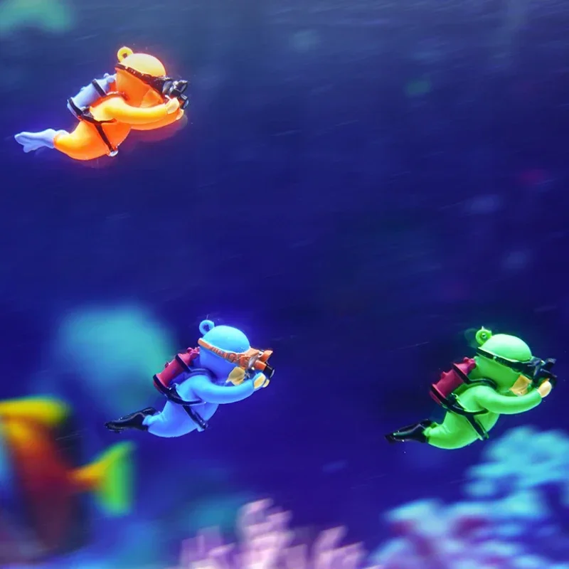 3Pcs Mini Cute Fish Tank Floating Ornaments Diver Figurines Aquarium Decorations Aquarium Fish Tank Ornaments