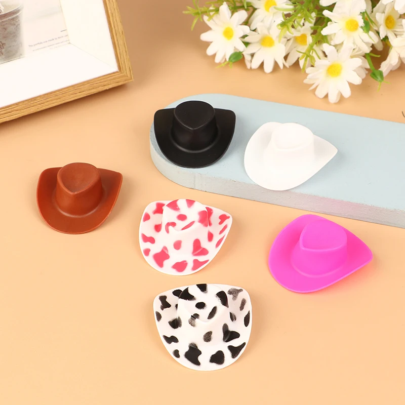 10Pcs/set Fashion Pink White Brown Mini Cowboy Doll Hat For Girls Dolls Dollhouse Doll Dress Up Accessories Children Toys Gifts