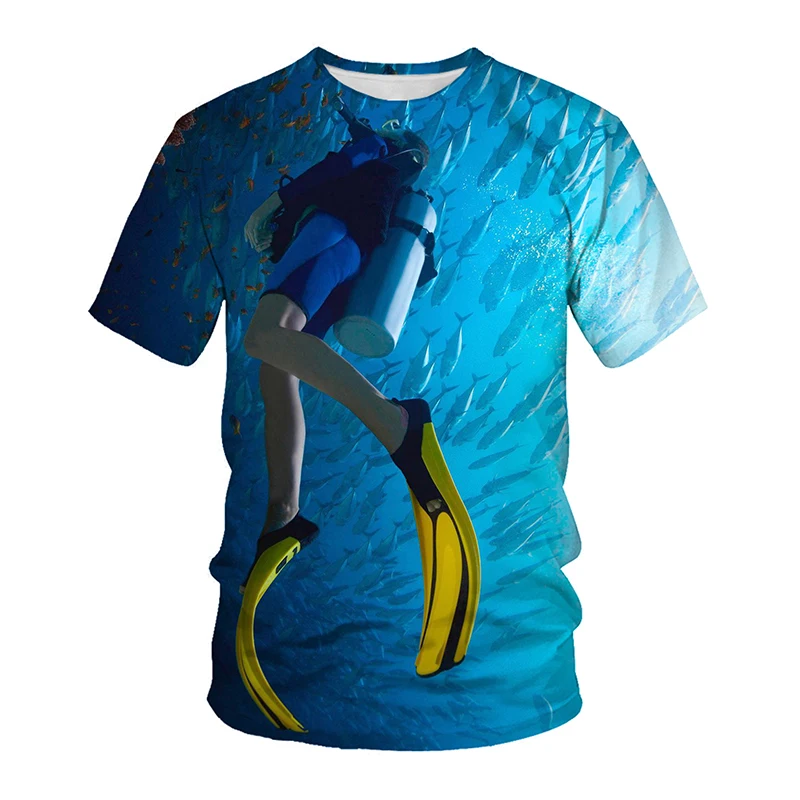 Printed T Shirt Diving Summer Men's Fun Scuba Diving Explore The