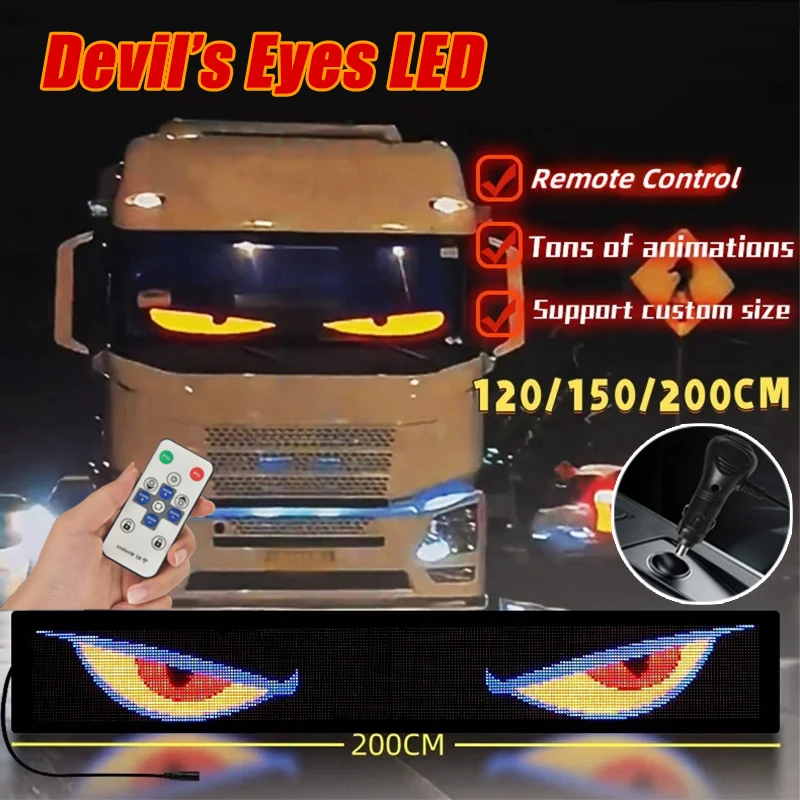 Devil's Eyes LED Light LED Panel LED Display Light LED Signs Remote Control Animation Flexible Screen 12V 24V for Car Truck Windshield