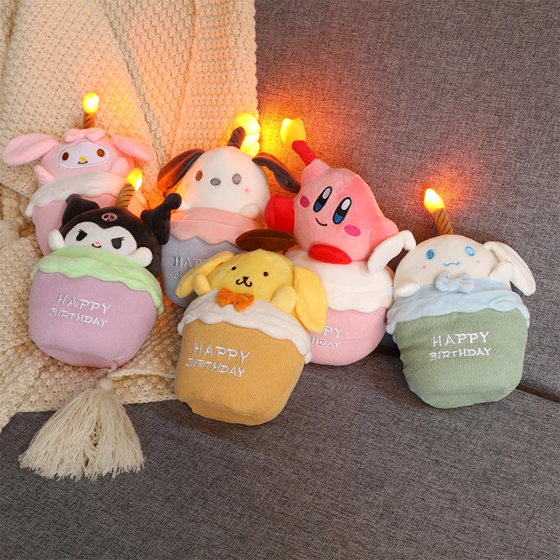 2022 New Kawaii Melody Coolomy Birthday Cake Plush Toys with Music Candles Will Glow Cute Couple