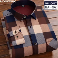 2022 Autumn and Winter New Men's Classic Fashion Wild Plaid Long-Sleeved Shirt Men's Plus Velvet Thick Warm High-Quality Shirt