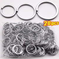 10/20 pièces porte-clés en acier inoxydable poli argent rond ligne plate porte-clés fendu pour la fabrication de bijoux porte-clés bricolage trouver 25-35mm 1