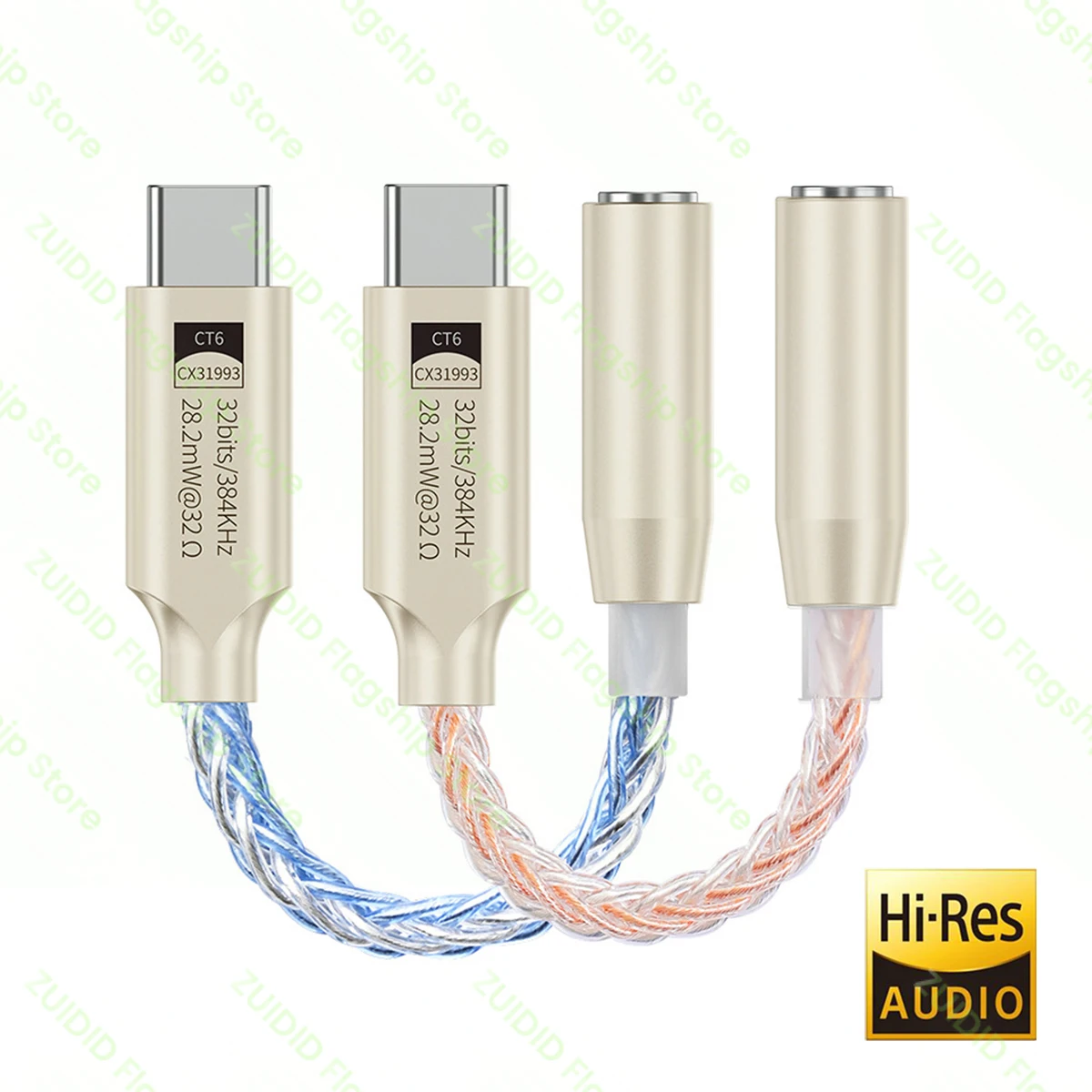 32Bit 384KHz HiFi USB Type C to 3.5mm Audio Adapter Hi-Res DAC Digital Decoder Headphone Jack AUX Converter for iPad Pro Samsung