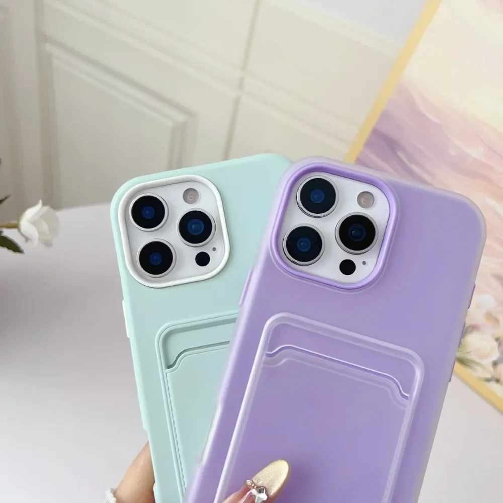 Vibrant Candy Color Wallet Phone Case with Card Holder and Shockproof Protection