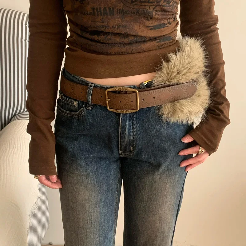 Pelzigen Gürtel Y2k Gürtel Subkultur Herbst Winter Frühling Retro Luxus Plüsch Taille Kette Imitation Pelz Taille Dichtung Hot Girl Sexy Gürtel – Detail 33