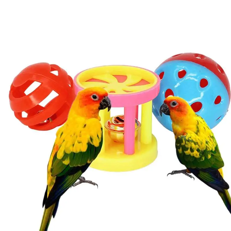

Игрушки для птиц, попугаев, жевательные игрушечные шарики для попугаев, устойчивые к укусам подвешиваемые игрушки для птиц с маленькими отверстиями, Колокольчик для домашних животных, попугаев