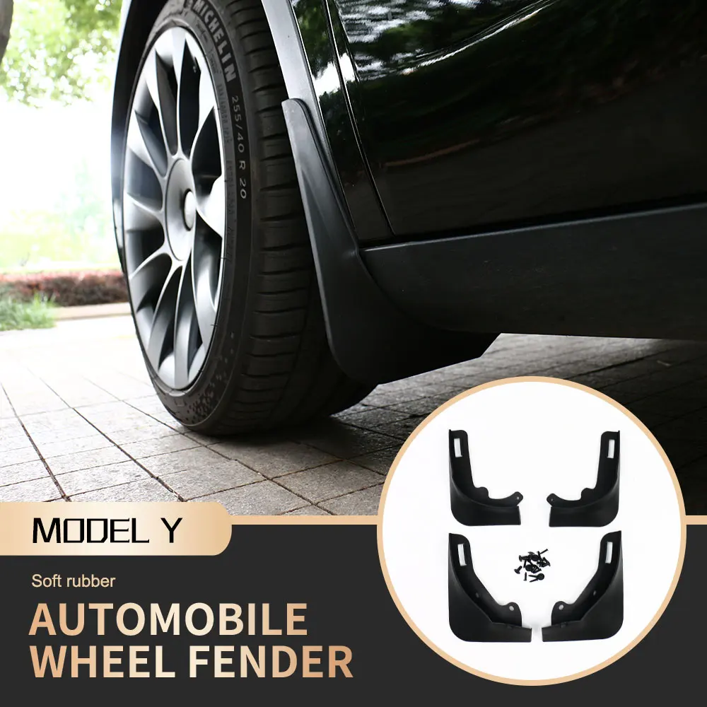 

ModelY Mud Flaps For Tesla Model Y 2021 Car Mudguards Splash Guard Front Rear Wheel Fender Protector Mudflap Rubber Matte Black