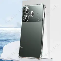 Shockproof Anti-Falling Soft Silicone TPU Back Cover Case for Realme GT 6T (Clear)