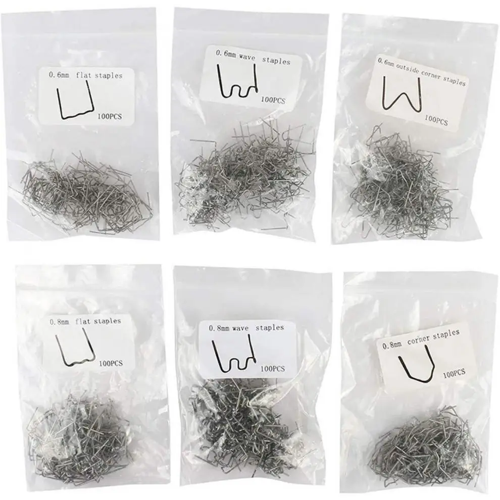 Hot Stapler Staples 600Pcs 0.8mm/0.6mm Standard Pre Cut Wave Staples For Plastic Stapler Repair Car Bumper Repair Welder Wire