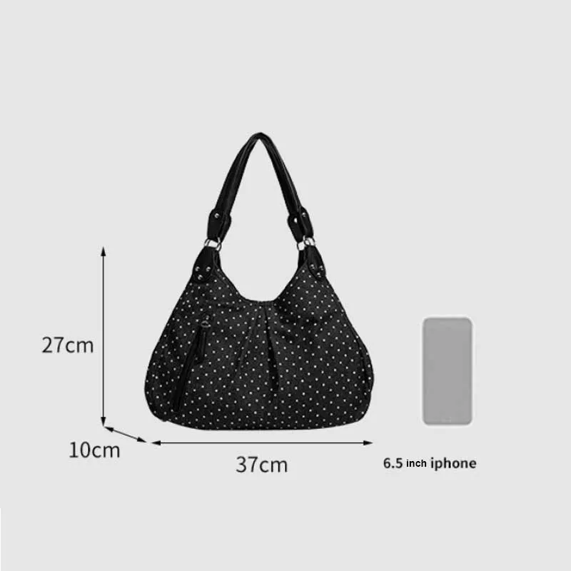 Fashionable Vintage Messenger Bags New Polka Dot Handbag Korean-style Large-capacity Tote Bags Versatile Comfortable Casual Bags 6