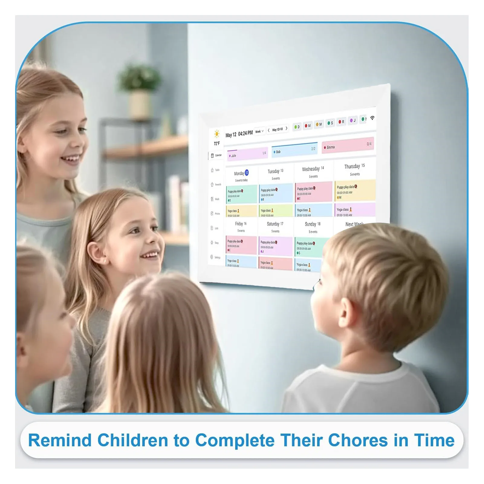WiFi Smart Touchscreen 15.6 Inch Display Wall Planner Digital Calendar Chore Chart APP Control 32GB 2 Way Sync with Phones
