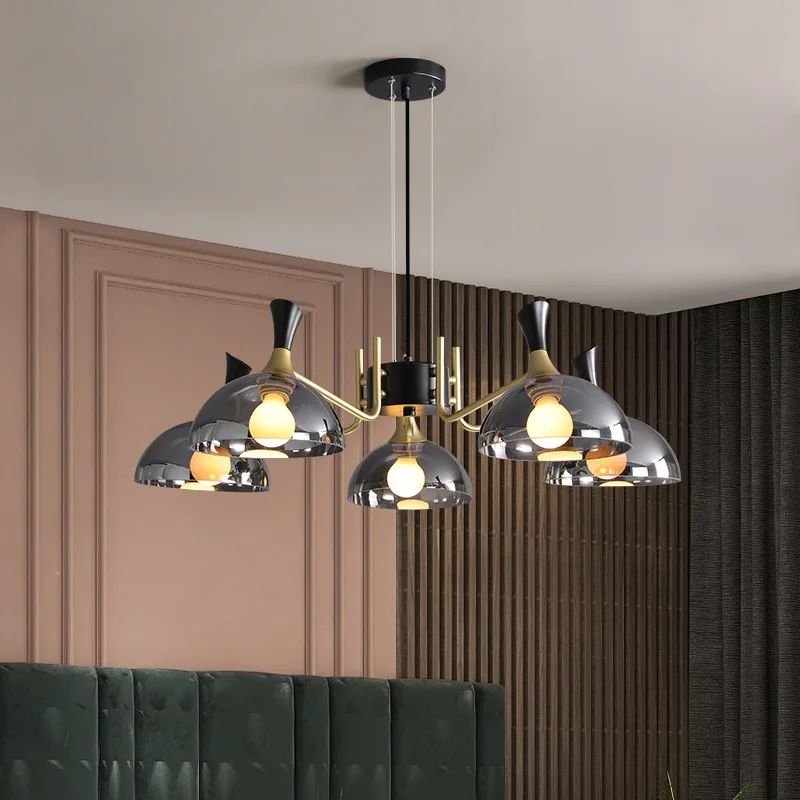 

Nordic Retro E27 Led Chandelier For Living Dining Room Kitchen Pendant Lamp Modern Glass Amber Lustre Design Hanging Light