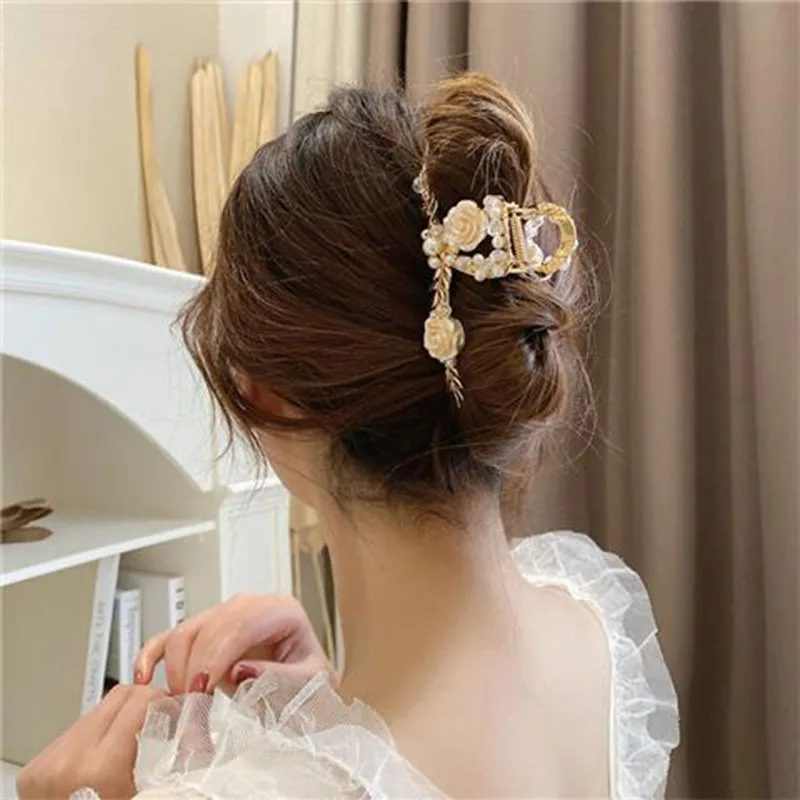 2022 New Women Elegant Simplicity Flowers rose flower Hair Claw Hair Clips Headband Hairpin Fashion Hair Accessories Oranment