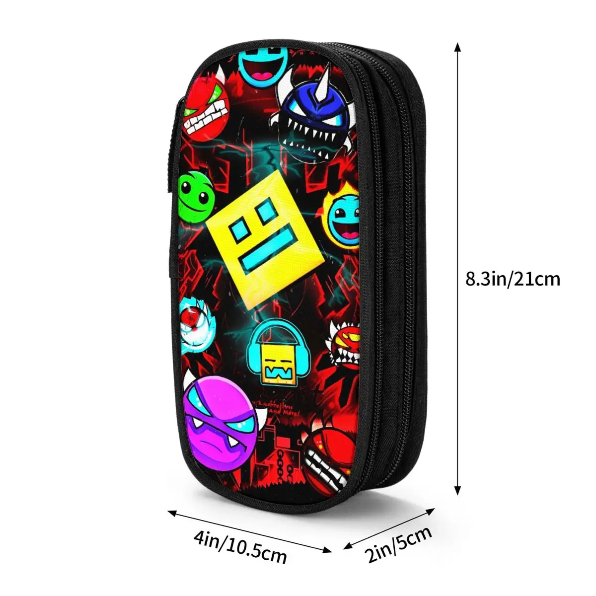 Geometry Dash Runner Game Pencil Case Geometric Dash Pencil Pouch Pen Kids Large Storage Bags Supplies Zipper Accessories
