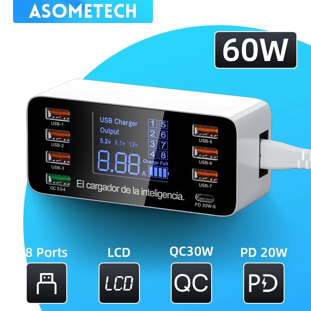 60 واط شحن سريع QC 3.0 4.0 USB مهايئ شاحن USB C شاحن الهاتف اللوحي شاحن سريع آيفون 12 برو شاومي هواوي سامسونج