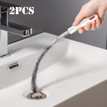 1/2pcs Spazzola per pulizia lunga Spazzola per dragaggio tubi per lavandino Strumenti per la rimozione dei fori degli intasamenti Detergente flessibile per scarico della cucina Bagno Fogna Capelli 1