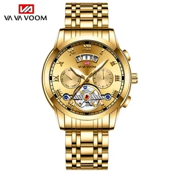 VA VA VOOM Men's Original Pilot Series Stainless Steel Quartz Watch - 41mm, Casual Sports Design with Simulation Tourbillon (2453 - JJJ)
