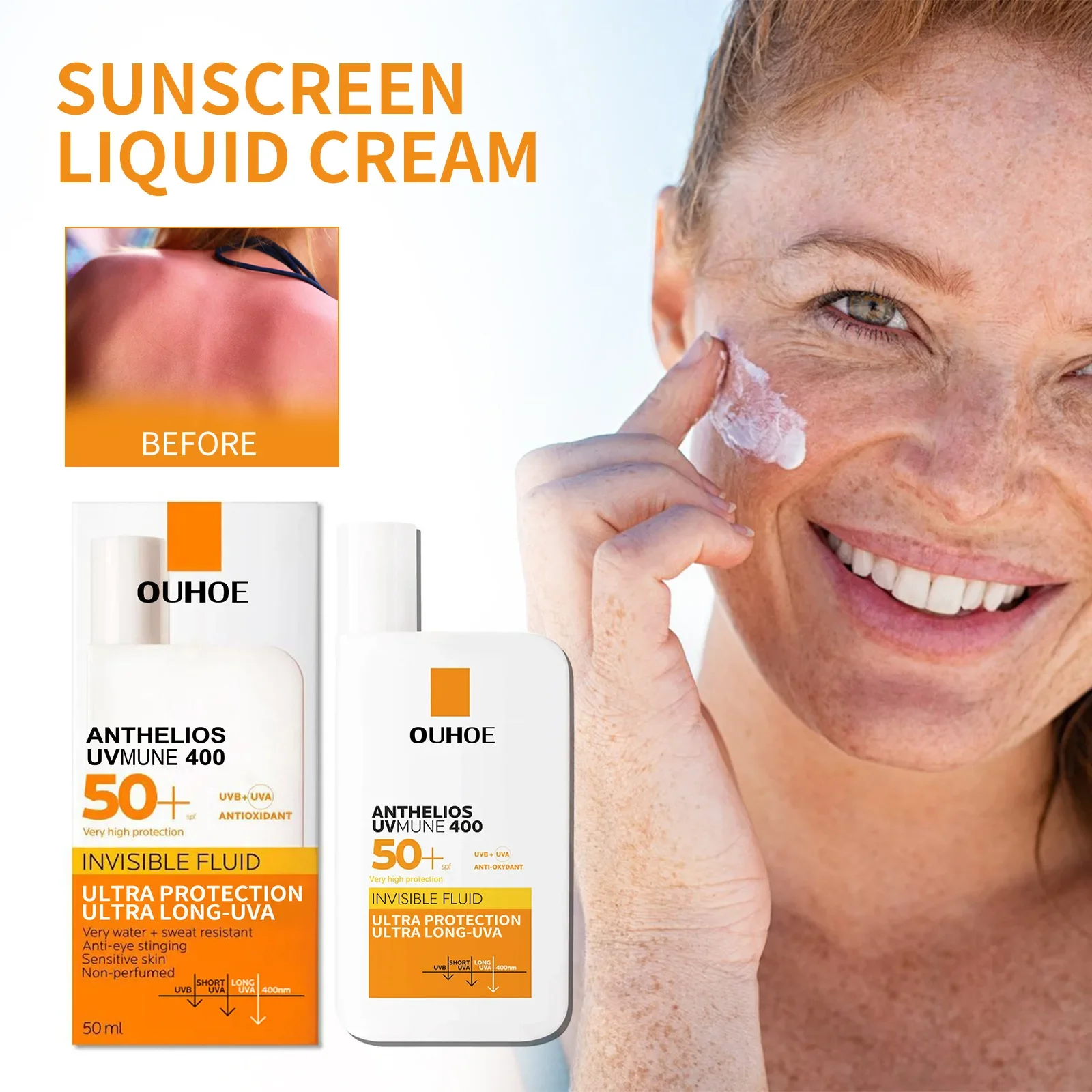 

Original 50ml Face Sunscreen Ultra SPF50+ Body Sunscreen Anti-Imperfection Anti-Shine Invisible Fluid Waterproof Whitening