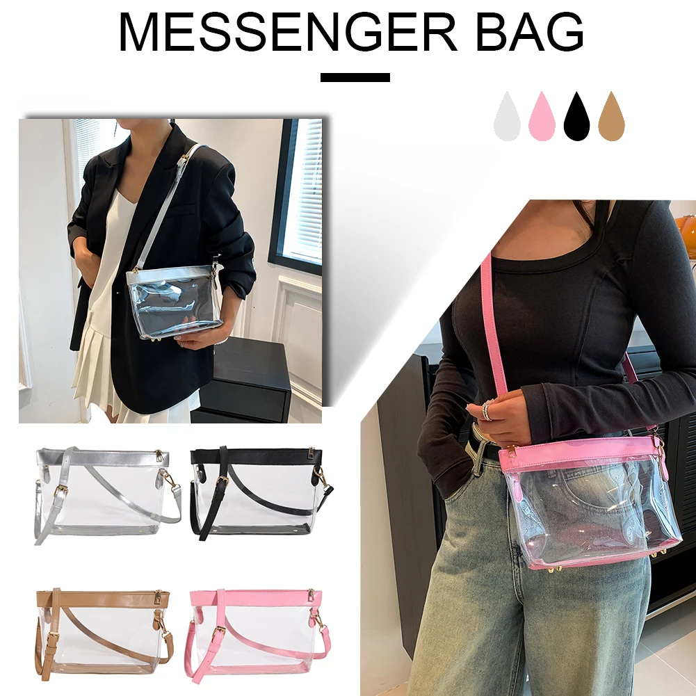 Clear Crossbody Purse Bag Stadium Approved PVC Transparent Messenger Bags  Adjustable Strap for Concerts Festivals Sports - AliExpress