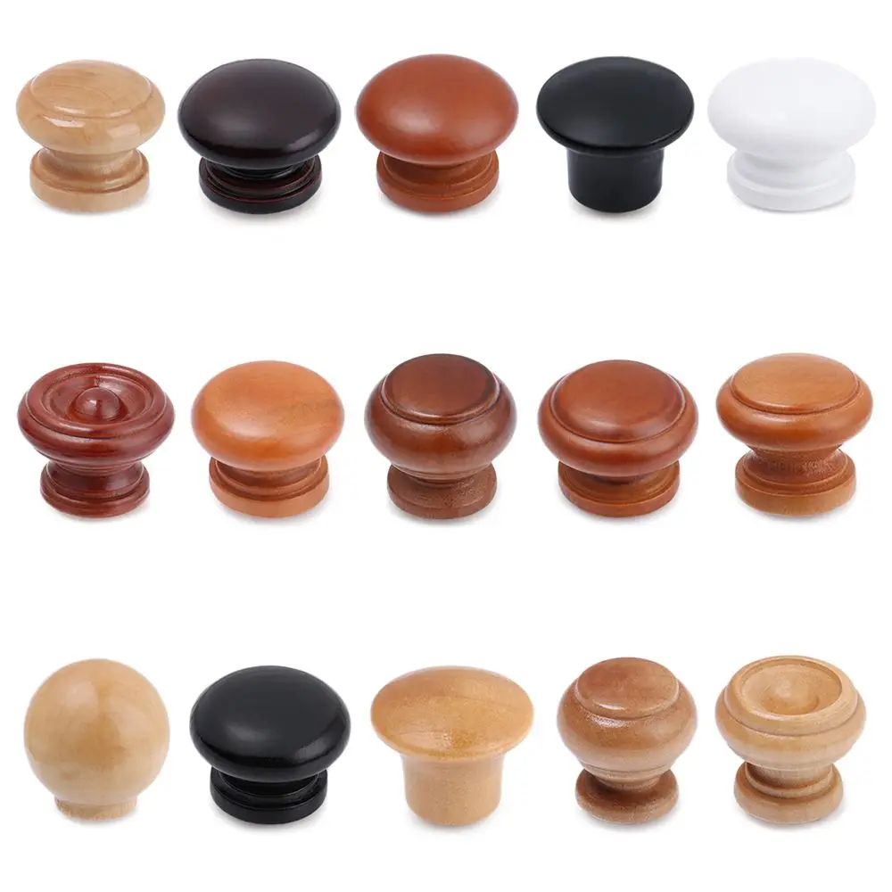 1Pcs Natural Wood Kitchen Cabinet Drawer Knobs Cupboard Wardrobe Dresser Furniture Handle Furniture Hardware with Screw