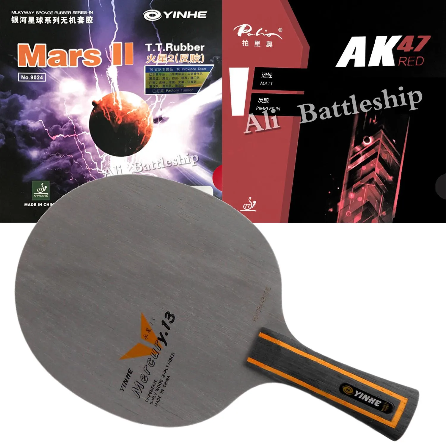 pro-combo-racket-yinhe-mercury13-y-13-table-tennis-blade-with-yinhe-mars-ii-and-palio-ak47-ak-47-red-pips-in-pingpong-rubber