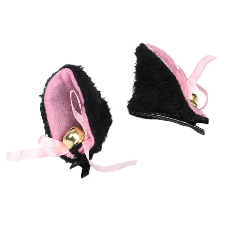 Cosplay Headpiece Hair Accessories Hair Clips Cosplay Accessories Sweet Lovely Anime Lolita Cosplay Fancy Neko Cat Ears Hair Clip Black Bell Fur Headwear Party Costume
