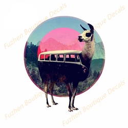 Fuzhen – décalcomanies en vinyle, accessoires extérieurs, graphiques lama, dessin animé drôle de voiture, décalcomanies d'art pour fenêtre de coffre 