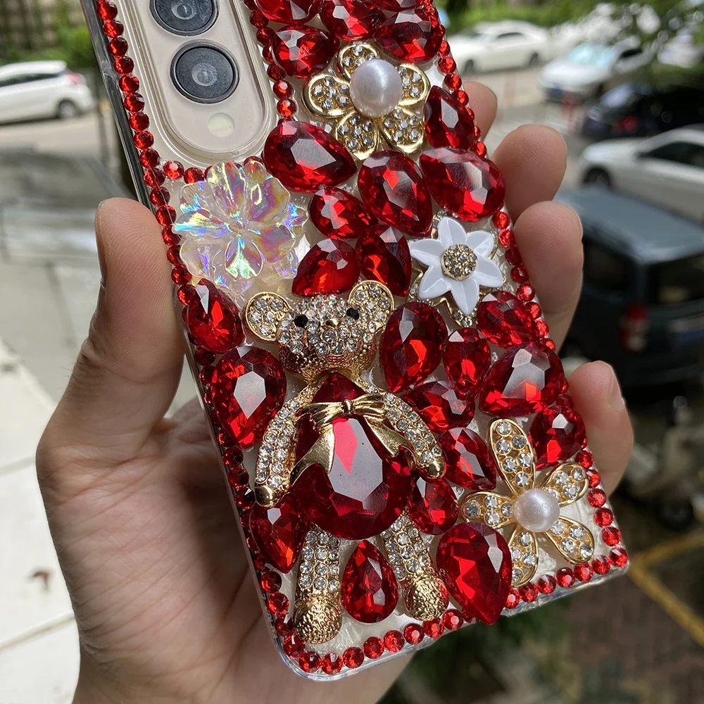Cute 3d Bear Rhinestone Hard Pc Phone Case For Samsung Galaxy Z Fold_voghion.com
