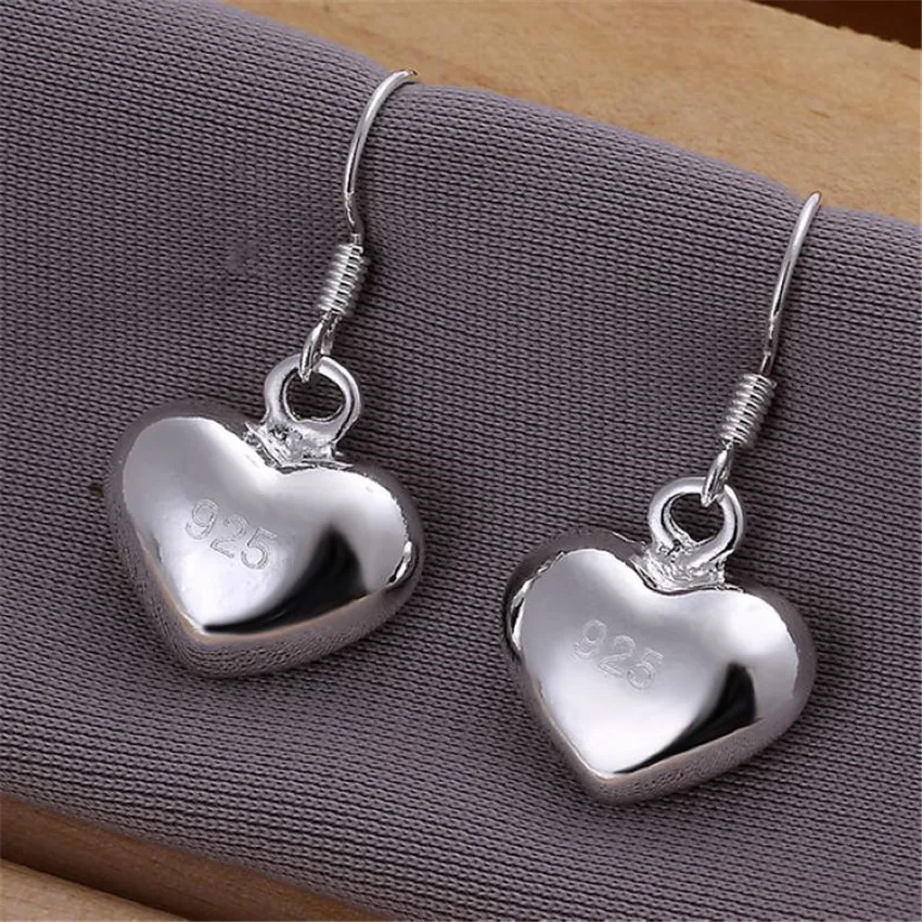 

Charms Couple gifts 925 Sterling Silver romantic love heart beads Earrings for Women fashion party wedding Jewelry