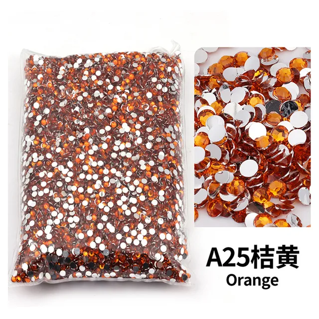 orange 2-6mm Resin Non Hot Fix Rhinestones Bulk Wholesale Flat Back Plastic Crystals Nail Diy Glitters Cтразы Stone