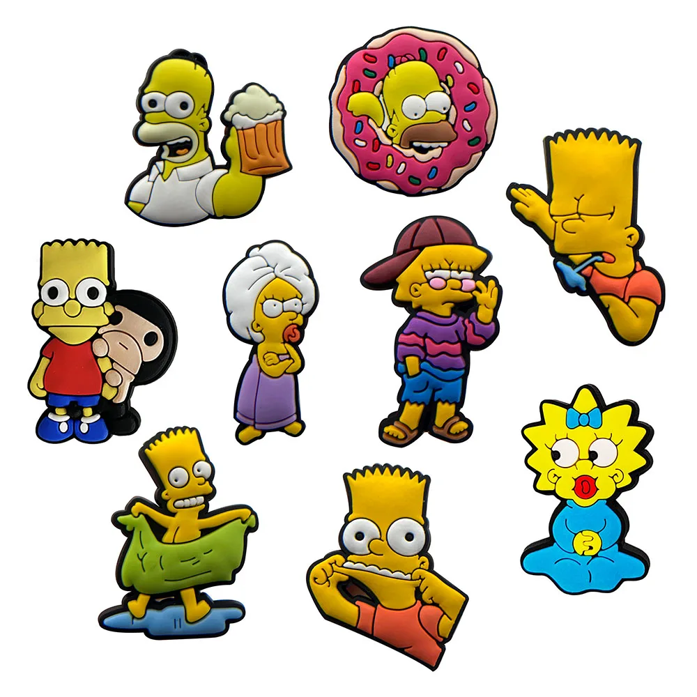 9-100pcs Cartoon Shoe Charms Set For Classic Clog Sandal Garden Shoes Decoration Accessories Buckle Friends Gifts