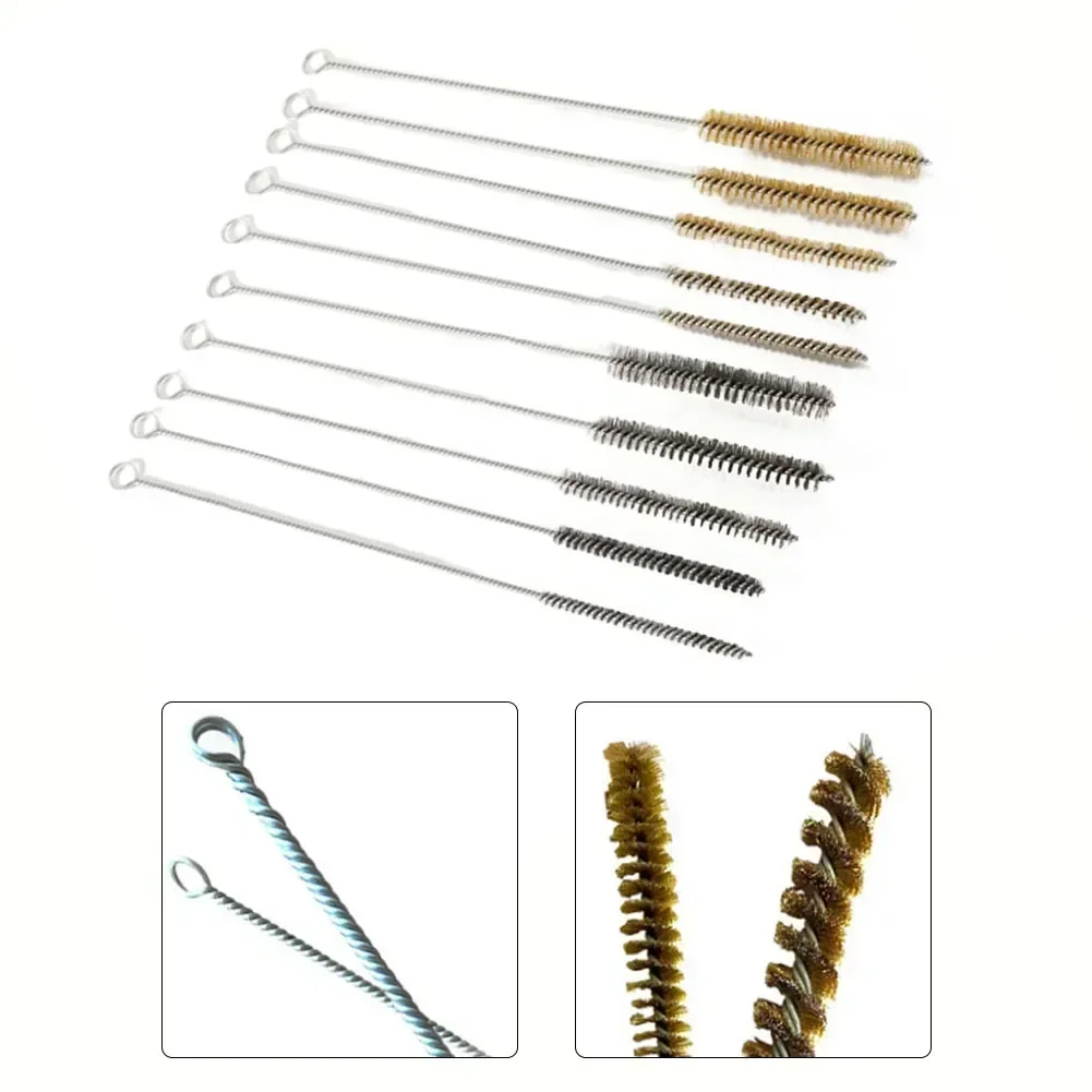 5/10pcs Cleaning Brushes Set Stainless Steel Brass Cylinder Wire Tube Pipe Cleaning Brush Paint Spray Guns Brush cleaning brush wire brush stainless steel wire brush wire brush set cleaning brush set wire cleaning brush